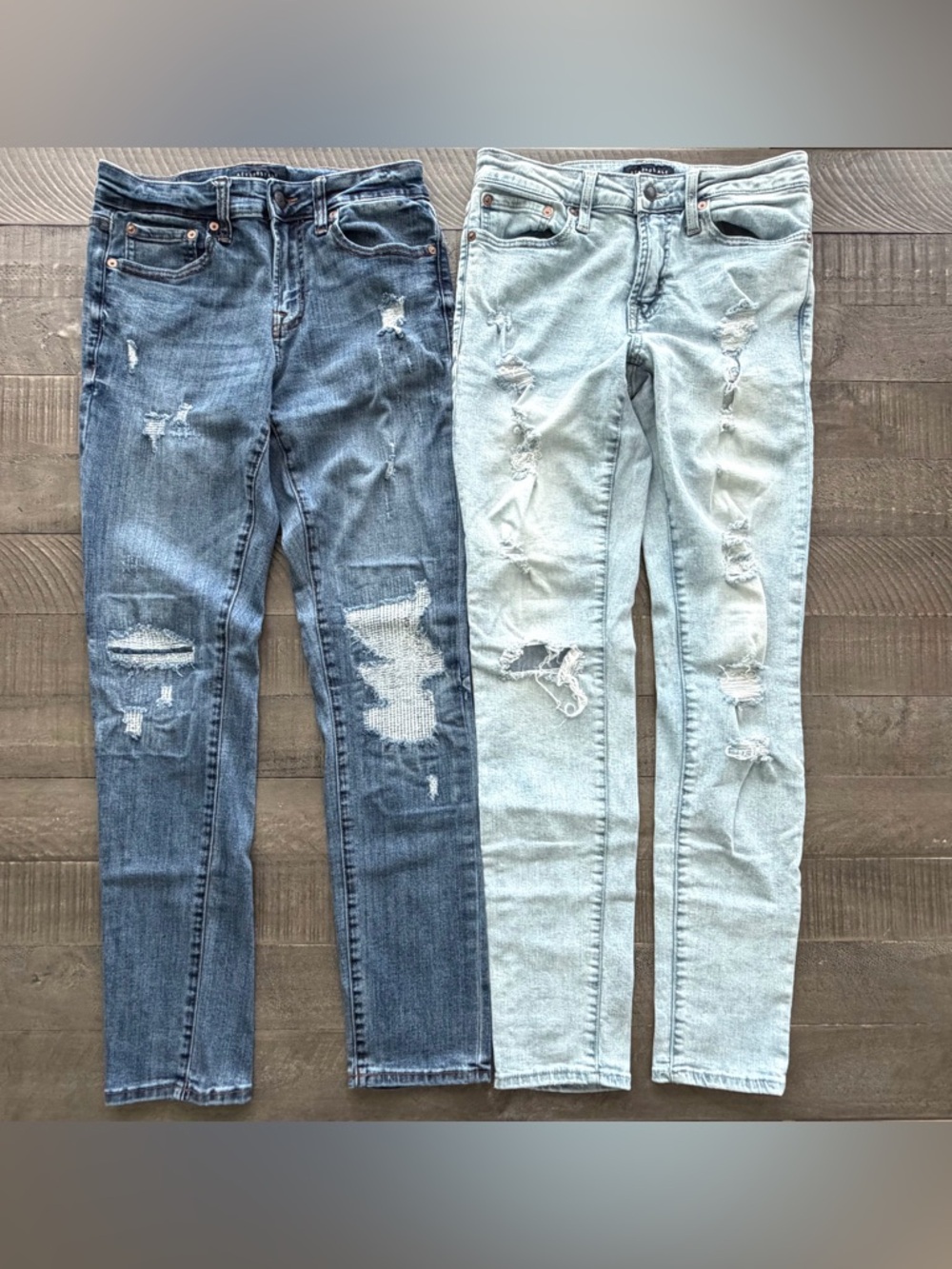 Men’s Aeropostale Skinny Jeans - Dark Blue & Light Blue Distressed